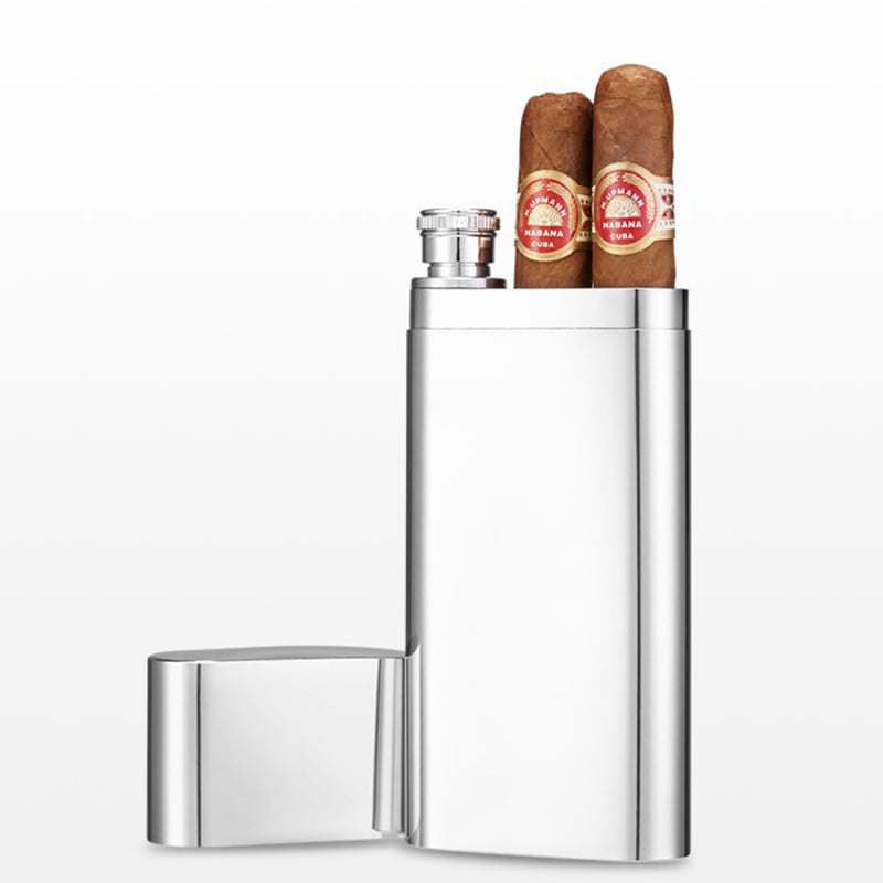 Tub din oțel inoxidabil pentru țigari și flacon de vin de 2 oz — set de cadou portabil pentru exterior