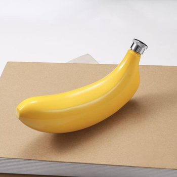 Oțel inoxidabil 304, pereți groși, mini sticlă de vin cu forme neobișnuite: inimă, pește și banană — obiect circular de artă pentru vin