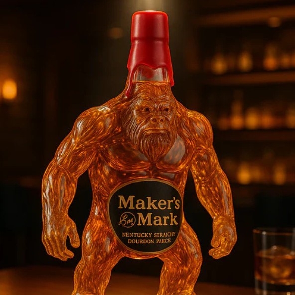 Sticlă de whisky Bigfoot – figură decorativă din sticlă