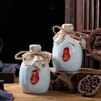 Jingdezhen Colecție Privată: Set de sticle ceramice goale pentru băuturi, 0,5 kg, Cutie cadou clasică, Accesorii de vin sigilate pentru uz casnic