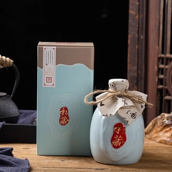 Jingdezhen Colecție Privată: Set de sticle ceramice goale pentru băuturi, 0,5 kg, Cutie cadou clasică, Accesorii de vin sigilate pentru uz casnic