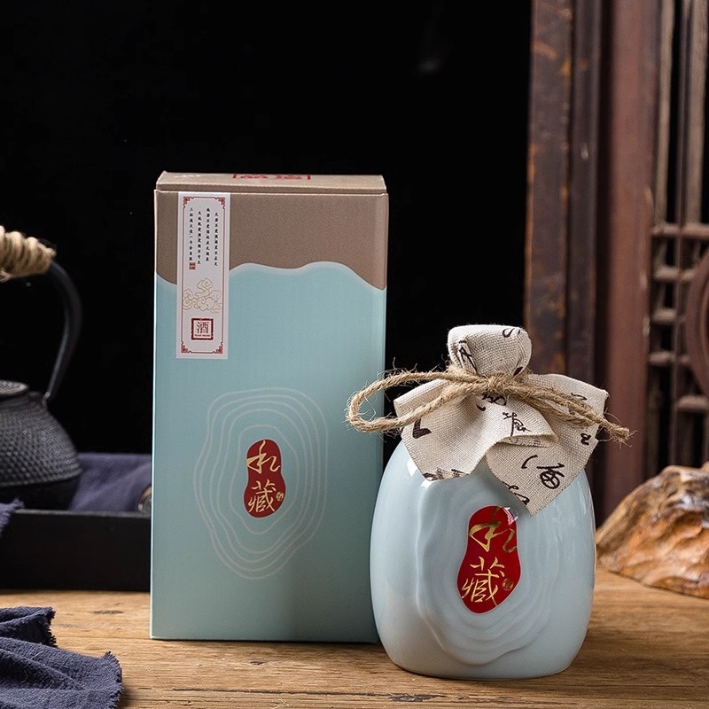 Jingdezhen Colecție Privată: Set de sticle ceramice goale pentru băuturi, 0,5 kg, Cutie cadou clasică, Accesorii de vin sigilate pentru uz casnic