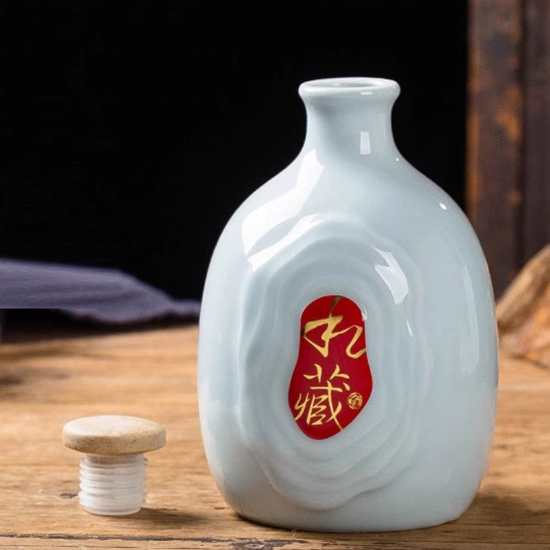 Jingdezhen Colecție Privată: Set de sticle ceramice goale pentru băuturi, 0,5 kg, Cutie cadou clasică, Accesorii de vin sigilate pentru uz casnic
