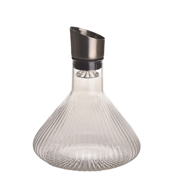 Decanter din cristal pentru vin roșu, gură din oțel, aerare rapidă, design cu vedere la munte