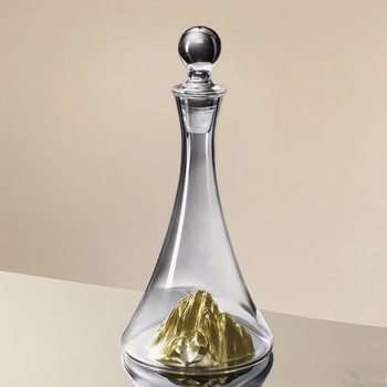 Decantator Iceberg pentru vin roșu - sticlă cristal, corp bombat, set de vin pentru uz casnic cu capac, luxos, de înaltă calitate