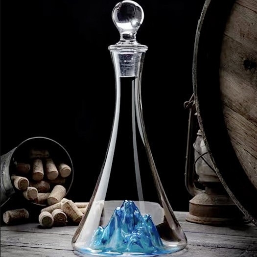 Decantator Iceberg pentru vin roșu - sticlă cristal, corp bombat, set de vin pentru uz casnic cu capac, luxos, de înaltă calitate