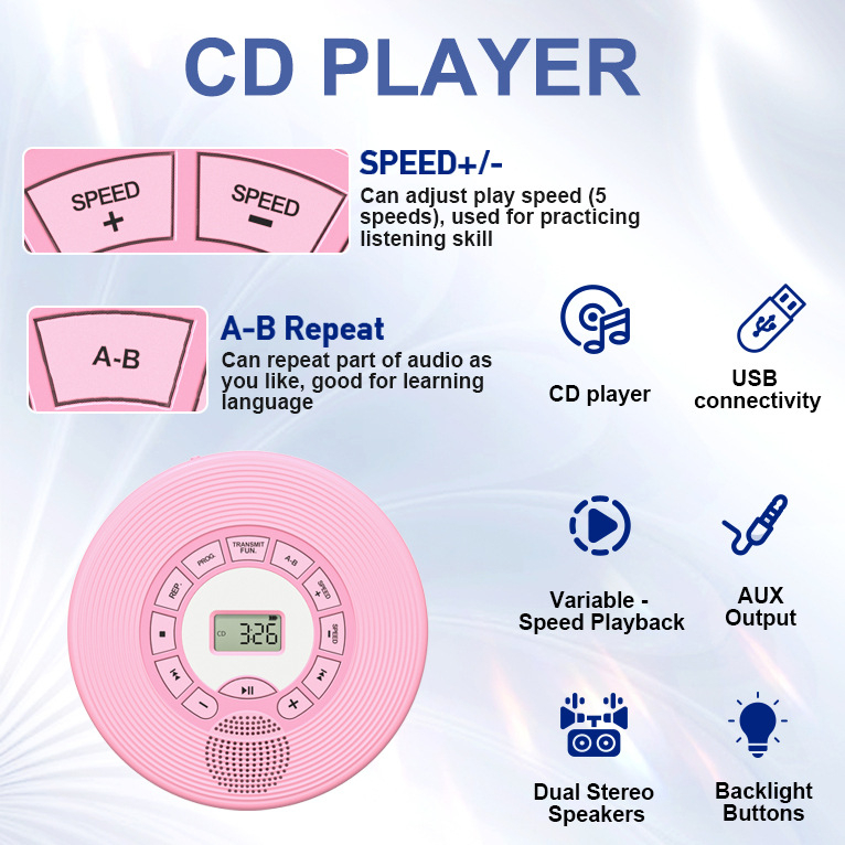 Bluetooth CD плеър Walkman, MP3 плеър и компактно учебно устройство