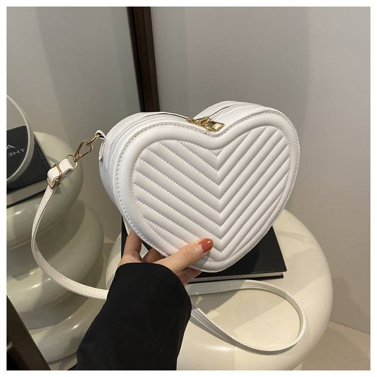 Ženska mala torbica u obliku srca boje breskve sa kariranim uzorkom, preko ramena crossbody torba, 2024 novi stil