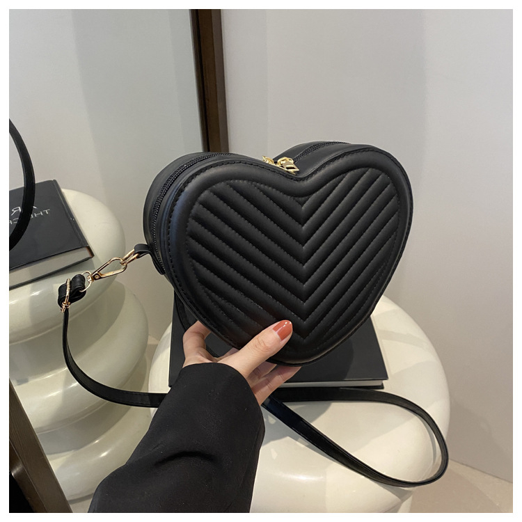 Ženska mala torbica u obliku srca boje breskve sa kariranim uzorkom, preko ramena crossbody torba, 2024 novi stil