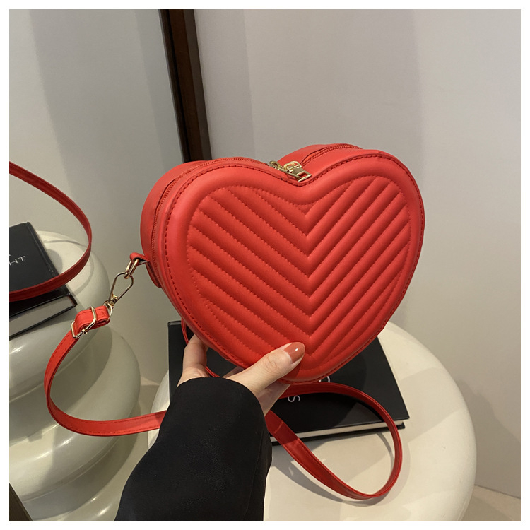 Ženska mala torbica u obliku srca boje breskve sa kariranim uzorkom, preko ramena crossbody torba, 2024 novi stil