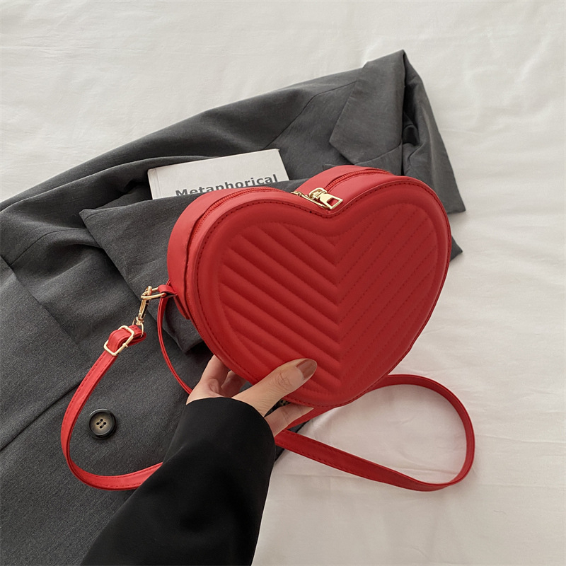 Ženska mala torbica u obliku srca boje breskve sa kariranim uzorkom, preko ramena crossbody torba, 2024 novi stil