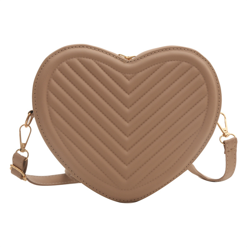Ženska mala torbica u obliku srca boje breskve sa kariranim uzorkom, preko ramena crossbody torba, 2024 novi stil