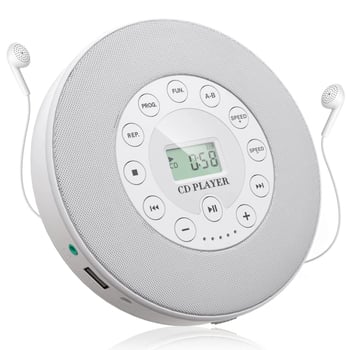 Портативен CD плеър с функция за учене и повторение, USB възпроизвеждане на музика и радио