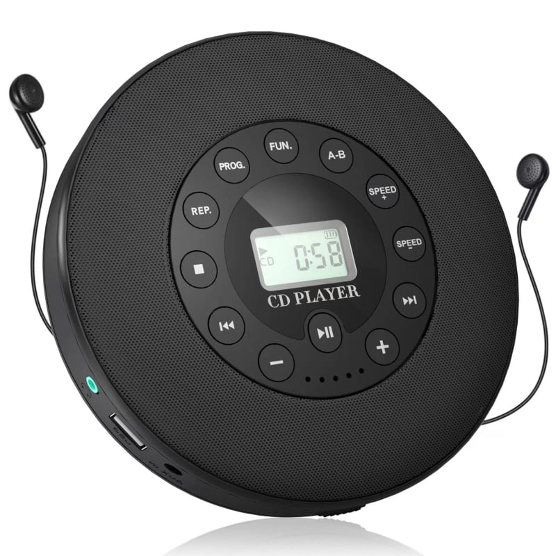 Портативен CD плеър с функция за учене и повторение, USB възпроизвеждане на музика и радио