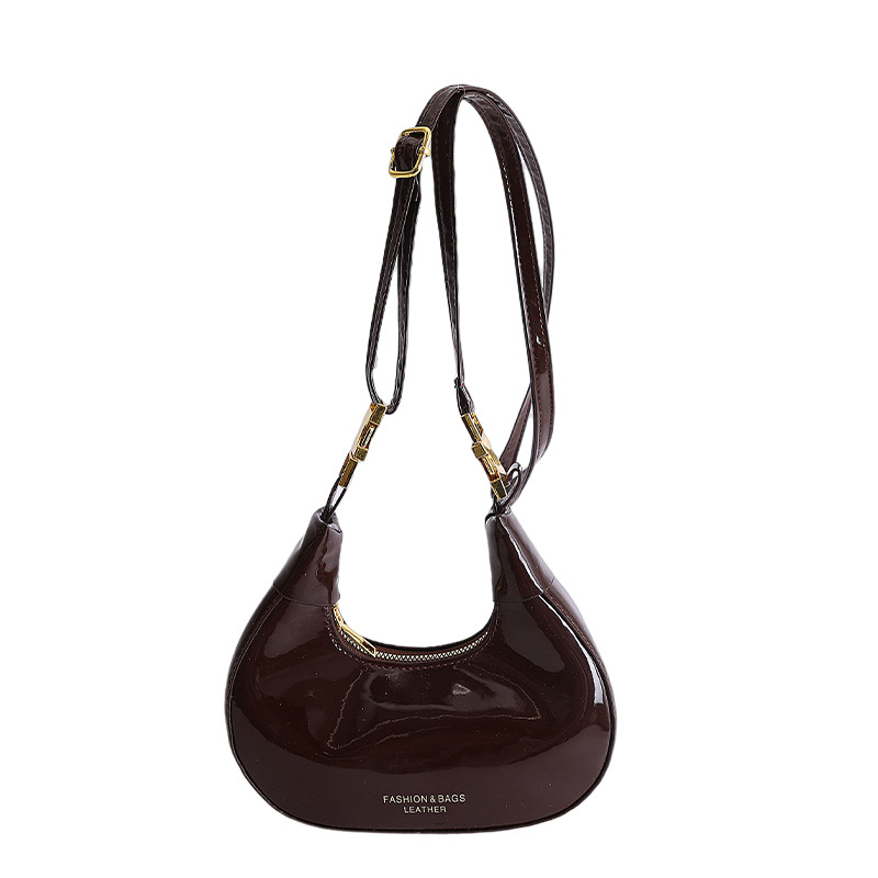 Mini torbica u obliku polumjeseca, retro sjajna ženska torba za ramena, svestrana crossbody torba