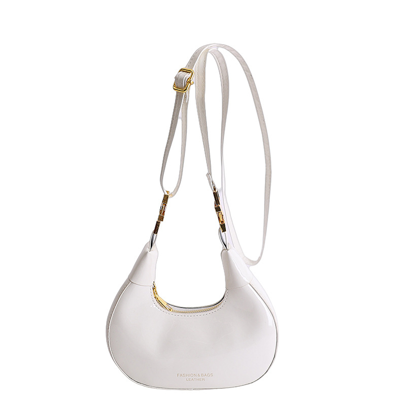 Mini torbica u obliku polumjeseca, retro sjajna ženska torba za ramena, svestrana crossbody torba