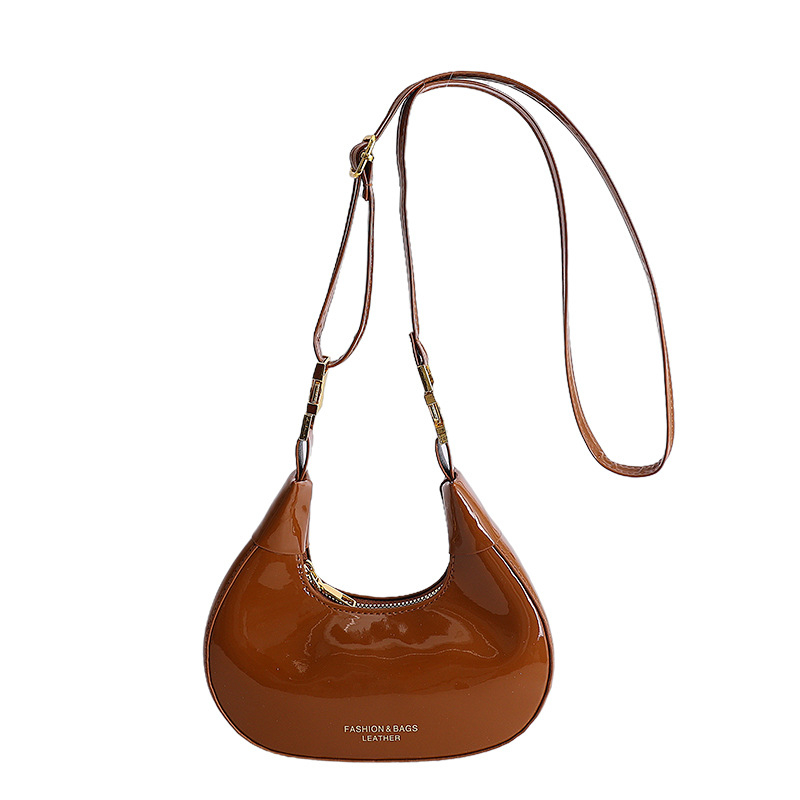 Mini torbica u obliku polumjeseca, retro sjajna ženska torba za ramena, svestrana crossbody torba