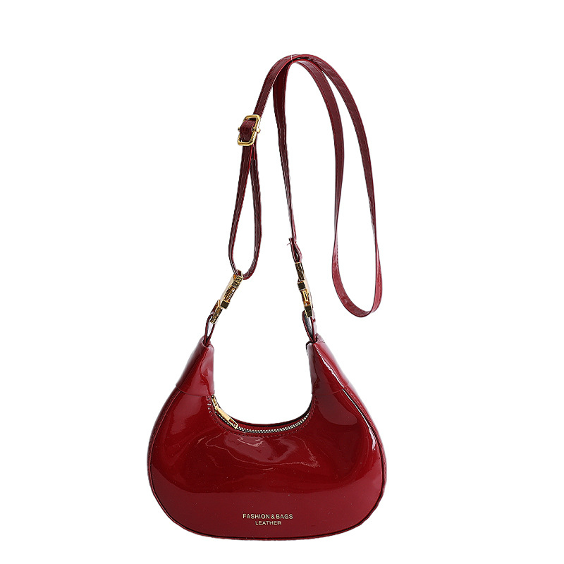 Mini torbica u obliku polumjeseca, retro sjajna ženska torba za ramena, svestrana crossbody torba