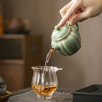 Ceainic din porțelan turcoaz-verde, glazură de cuptor, stil retro, tacâm de ceai Kung Fu pentru acasă, model nou 2026, singur ceainic