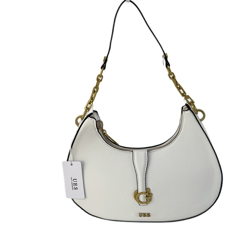 Denim torba u obliku polumjeseca s printom lanca, crossbody preko ramena za žene