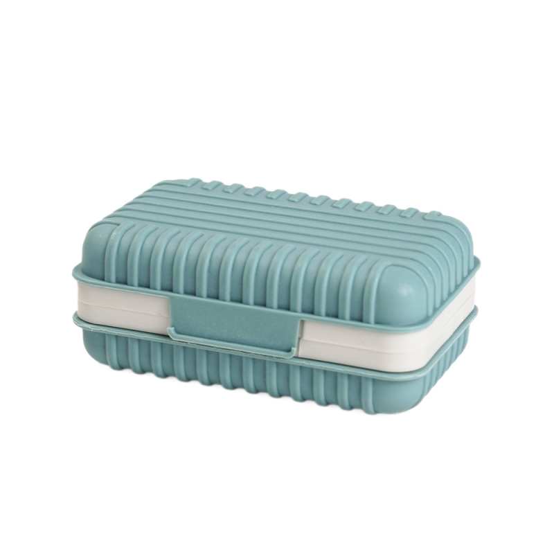 Cutie de săpun pătrată pentru călătorii, montată pe perete, cu capac – design îngroșat pentru baie