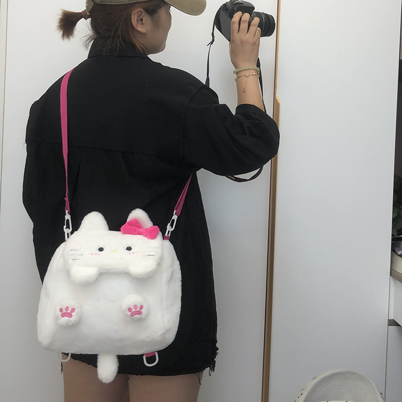 Torba od pliša u obliku medvjeda s preklopnim poklopom, crossbody remen, školska torba za žene i djecu