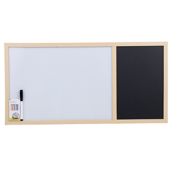 Tablă albă de birou, cu ramă din lemn de pin, suprafață magnetică pentru scriere, cu suport