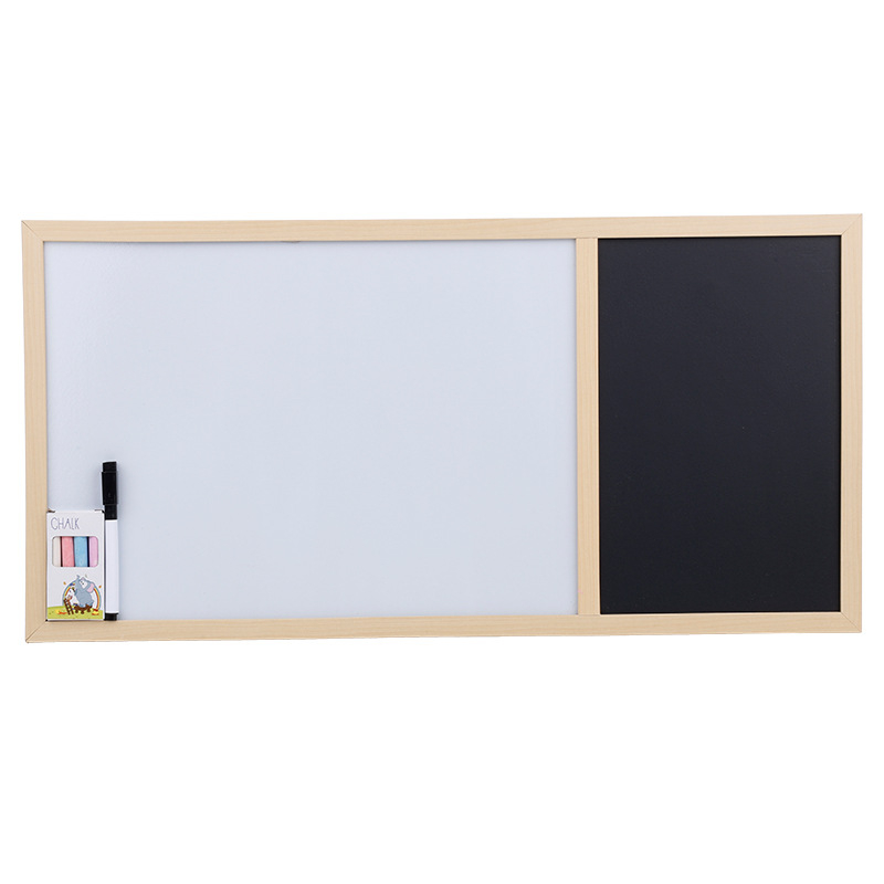 Tablă albă de birou, cu ramă din lemn de pin, suprafață magnetică pentru scriere, cu suport