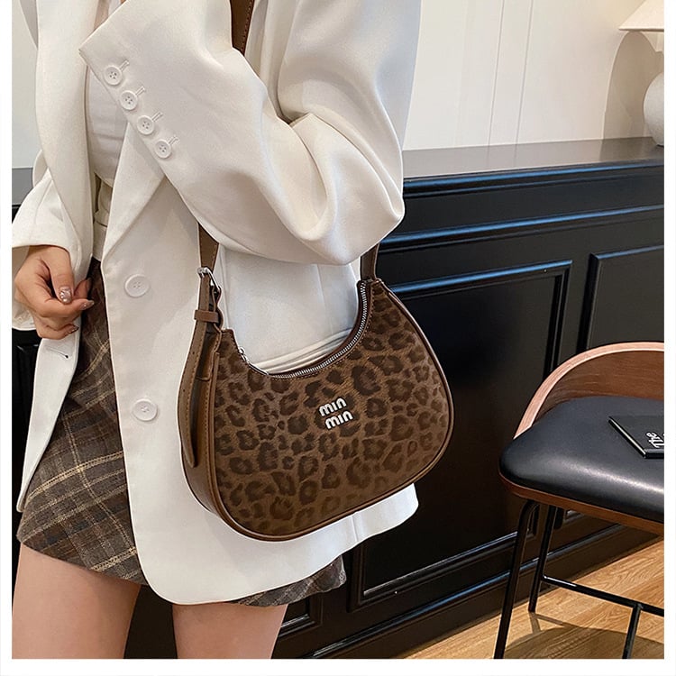 Podlaktna torba s leopard printom, novi model 2025, polumjesec oblik, s jednim remenom, za svakodnevnu upotrebu