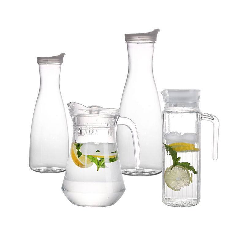 Carafă din acril cu dungi, carafă din plastic pentru apă rece, design octagonal, pentru ceai și băuturi, rezistentă la temperaturi înalte