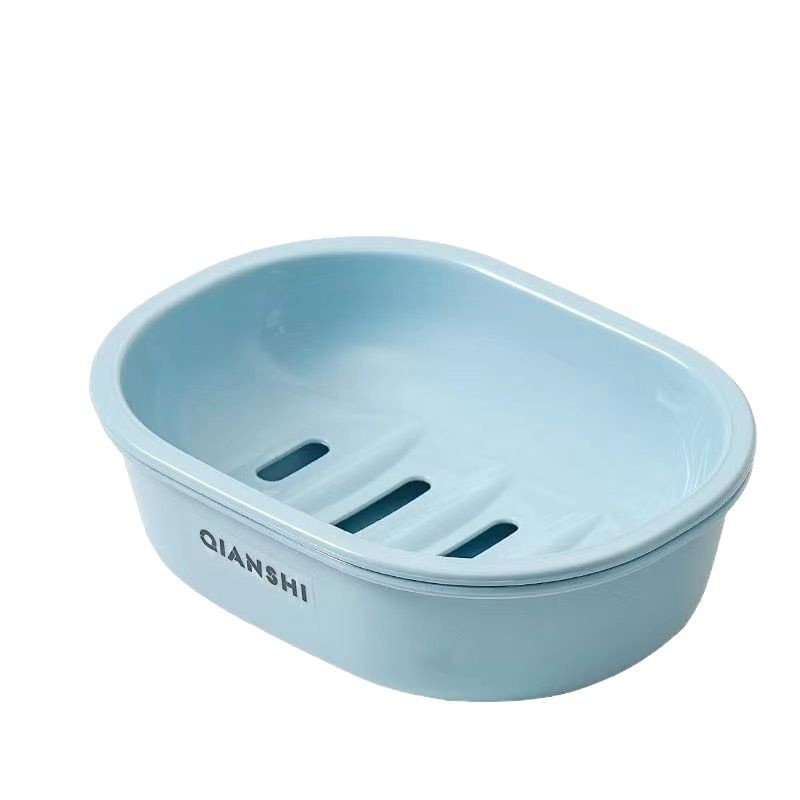 Recipient oval dublu pentru săpun cu drenaj, culoare simplă, pentru baie și cămin studențesc