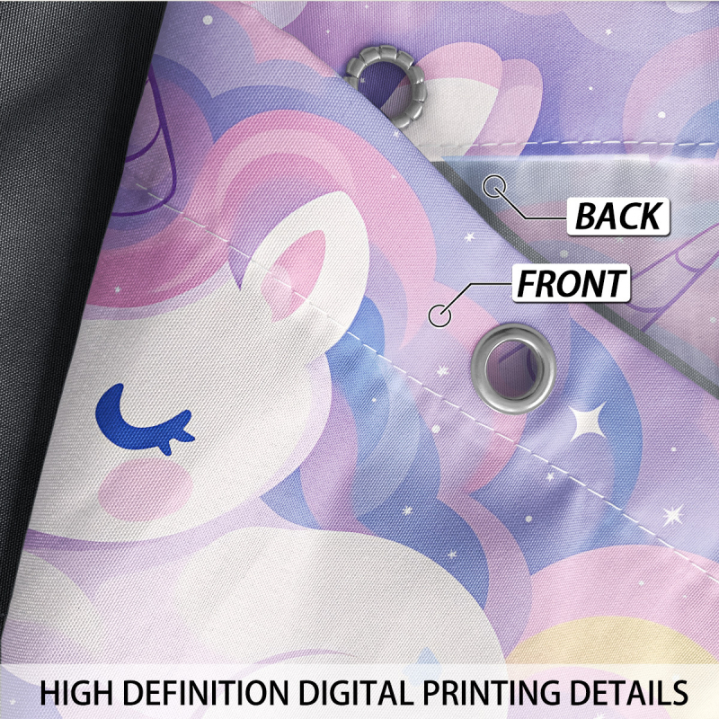 Cortină de duș din poliester, cu unicorn personalizat, imprimare 3D, fără găuri, set de patru piese