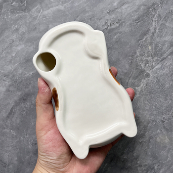 Sapunier ceramic cu pisică tricolor în stil japonez pentru baie și bucătărie