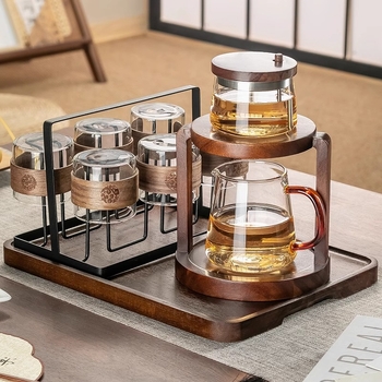 Set Gongfu din sticlă, ceainic cu presare, pentru casă și birou, 3–5 porții