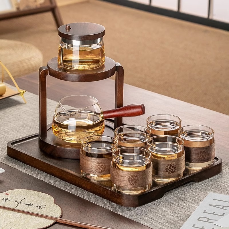 Set Gongfu din sticlă, ceainic cu presare, pentru casă și birou, 3–5 porții