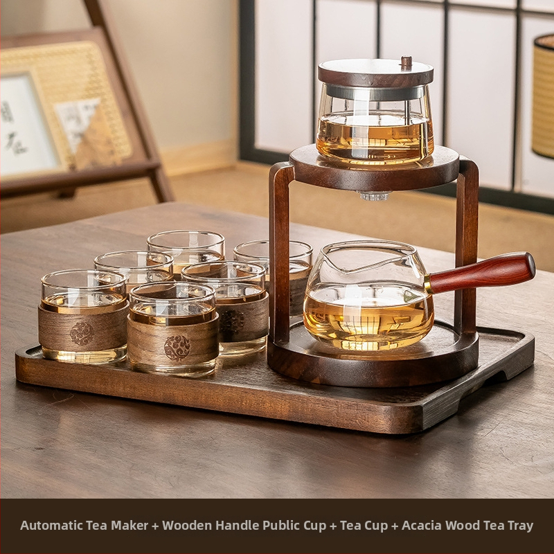 Set Gongfu din sticlă, ceainic cu presare, pentru casă și birou, 3–5 porții
