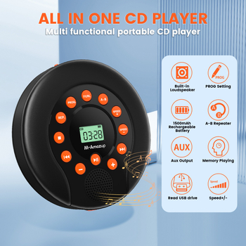 CDP-3030 мини CD плеър с USB, MP3/CD възпроизвеждане, преносим диск плеър с функция за повторение