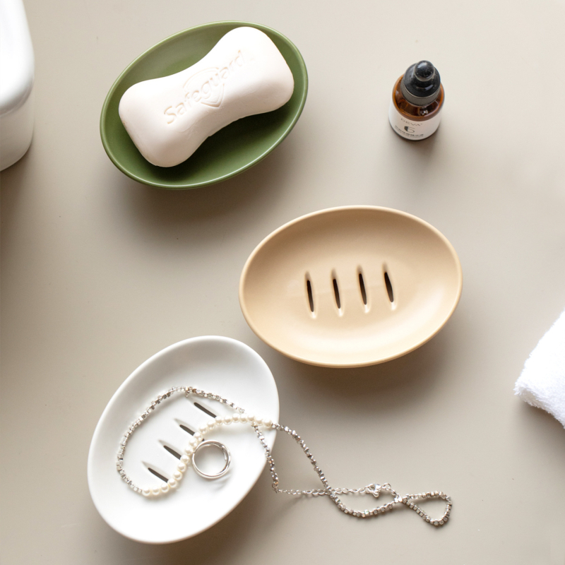 Suport ceramic pentru săpun, cu drenaj, dublu nivel, pentru uz casnic, baie — raft de depozitare