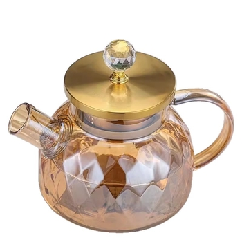 Ceainic din sticlă borosilicată ambră pentru apă rece, rezistent la temperaturi ridicate, capacitate mare, stil nordic, textură ciocănită