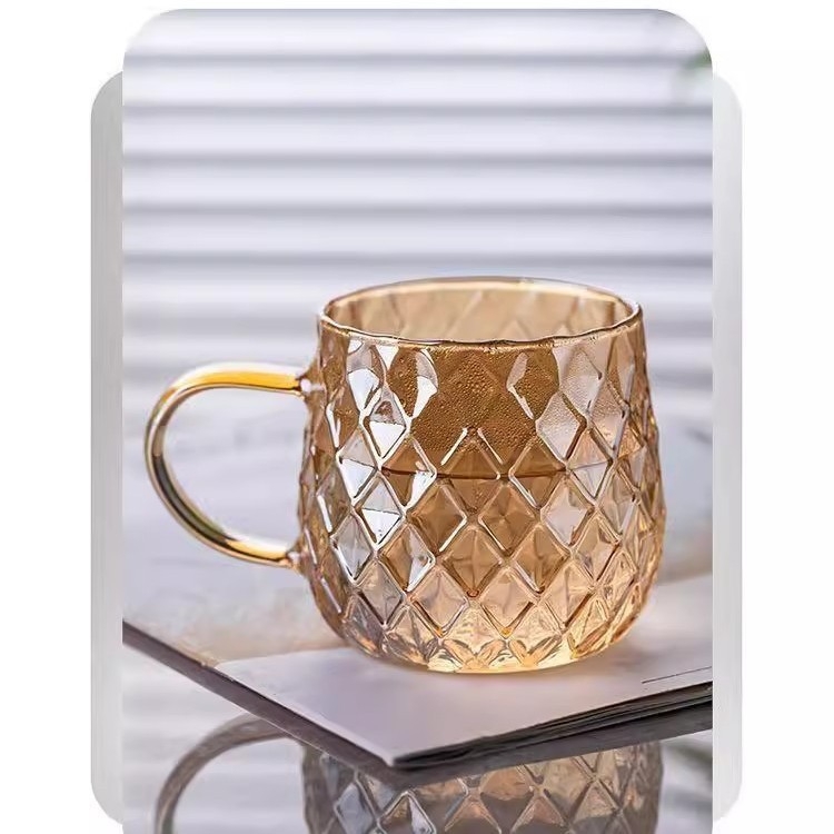 Ceainic din sticlă borosilicată ambră pentru apă rece, rezistent la temperaturi ridicate, capacitate mare, stil nordic, textură ciocănită