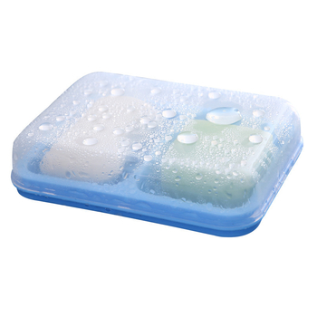 Săpunier cu capac și două compartimente, din plastic, pentru baie, potrivit pentru cămine studențești