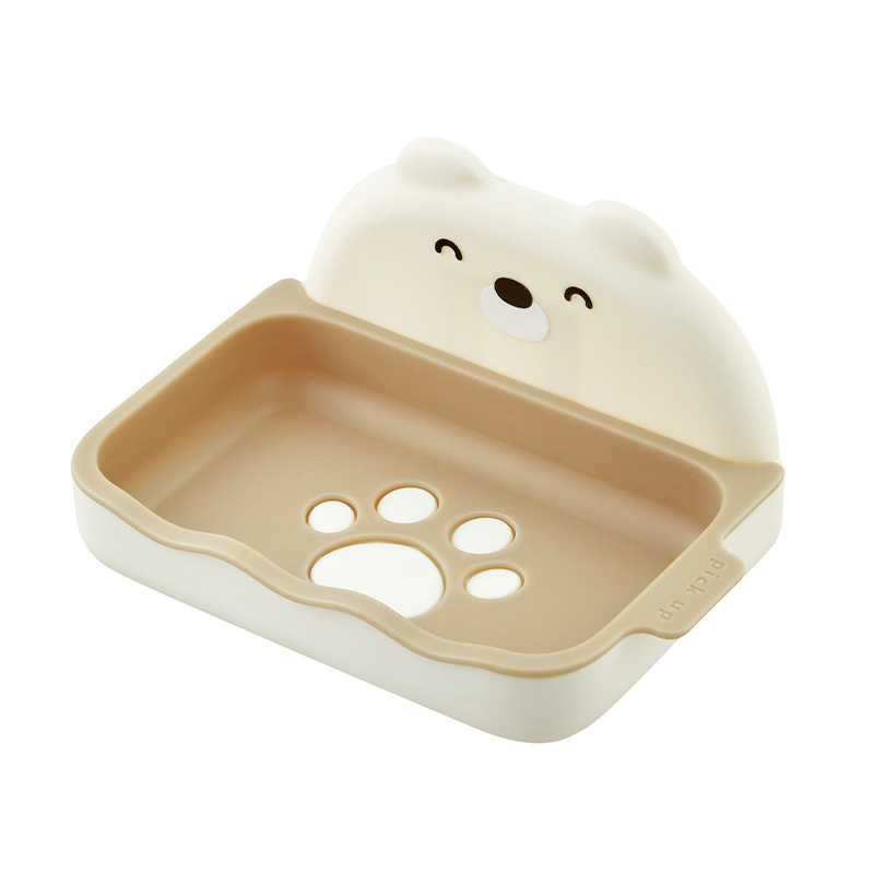 Cutie de săpun montată pe perete, cu două niveluri, drenaj, design desen animat, pentru baie în cămin