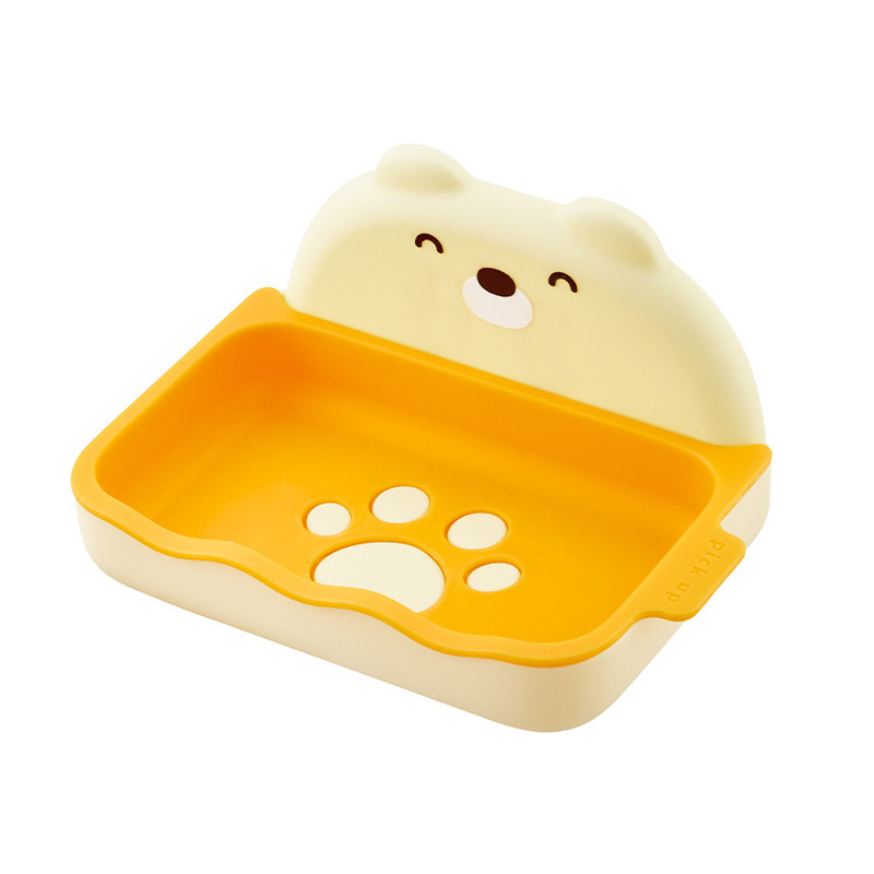 Cutie de săpun montată pe perete, cu două niveluri, drenaj, design desen animat, pentru baie în cămin