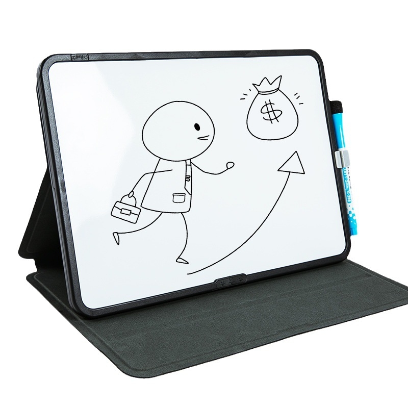Funi tablă magnetică de birou din piele, pliabilă, cu două fețe, albă, 21,5 × 30,5 cm