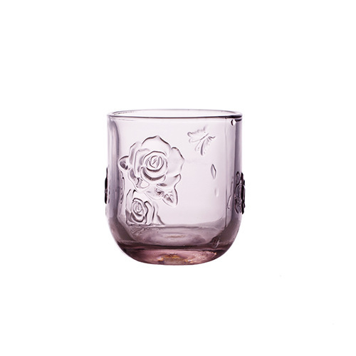 Ceainic de apă din sticlă în stil American Retro, ceainic în formă de floare cu relief, ceainic pentru noptieră cu relief, set de pahare din sticlă groasă, pahare de vin galben