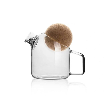 Carafă de apă din sticlă borosilicat transparentă, dop rotund din plută, capacitate mare, mai multe dimensiuni, design minimalist modern pentru uz casnic și întâmpinarea oaspeților.