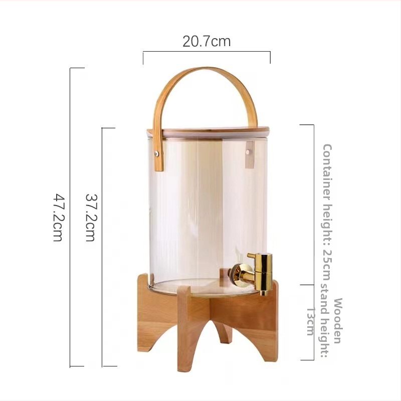 Dispenser din sticlă pentru apă rece cu robinet, pentru sucuri și băuturi – rezistent la temperaturi înalte, anti-explozie, elegant pentru casă și restaurant