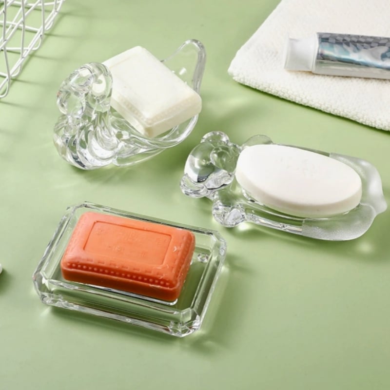 Cutie transparentă de săpun din acril pentru baie și raft de depozitare – compactă, elegantă, pentru uz casnic sau hotelier