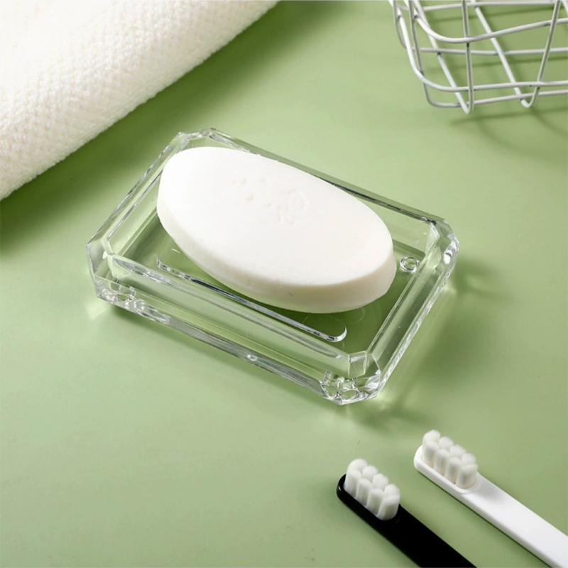 Cutie transparentă de săpun din acril pentru baie și raft de depozitare – compactă, elegantă, pentru uz casnic sau hotelier