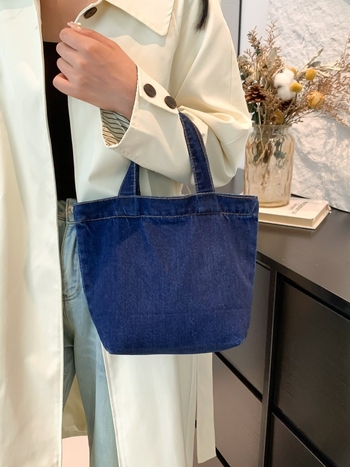 Denim torba za ručno držanje, poklon, minimalistički stil, moderna i trendi torba s velikom kapacitetom, umjetnička ženska torba, korejski i zapadni stil, platnena torba za svakodnevnu upotrebu